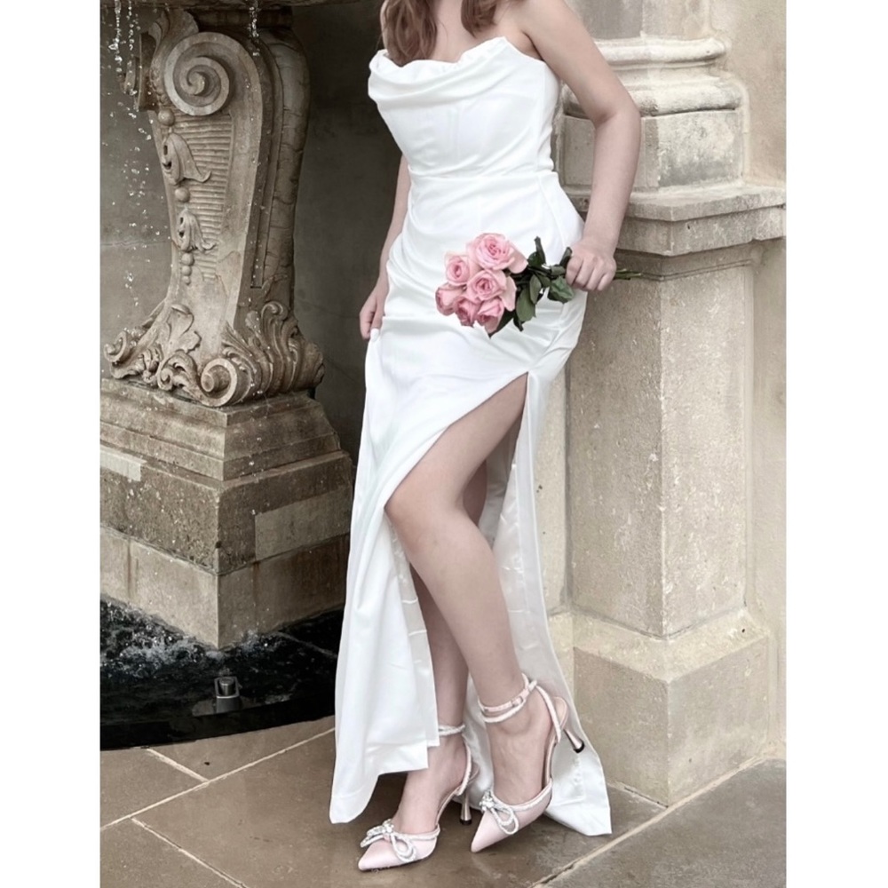 White maxi corset dress | bridal gown